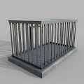 Metal Detention Cage With Steel Bars Stone Base And Lockable Door