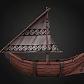 Traditional Wooden Boat With Decorative Sail Intricate Patterns And Handcrafted Wooden Frame