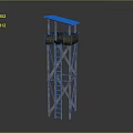 Wooden Observation Tower with Ladder and Elevated Platform and Sloped Roof