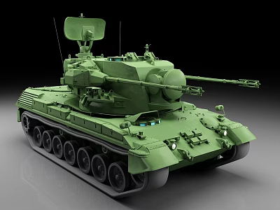 Modern Green Military Tank With Armored Cannon Antenna And Track Design 3d model