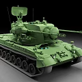 Modern Green Military Tank With Armored Cannon Antenna And Track Design