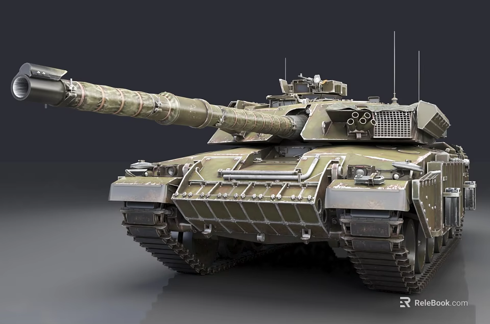 Modern Military Tank With Long Cannon Turret Tracks And Armor Details 3d model 