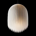Elegant Modern White Fringed Chandelier with Soft Illumination and Textured Design