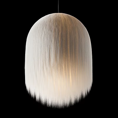 Elegant Modern White Fringed Chandelier with Soft Illumination and Textured Design 3d model