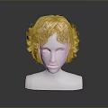 Game and Movie Character 3D Head Model With Golden Curly Hair And White Features