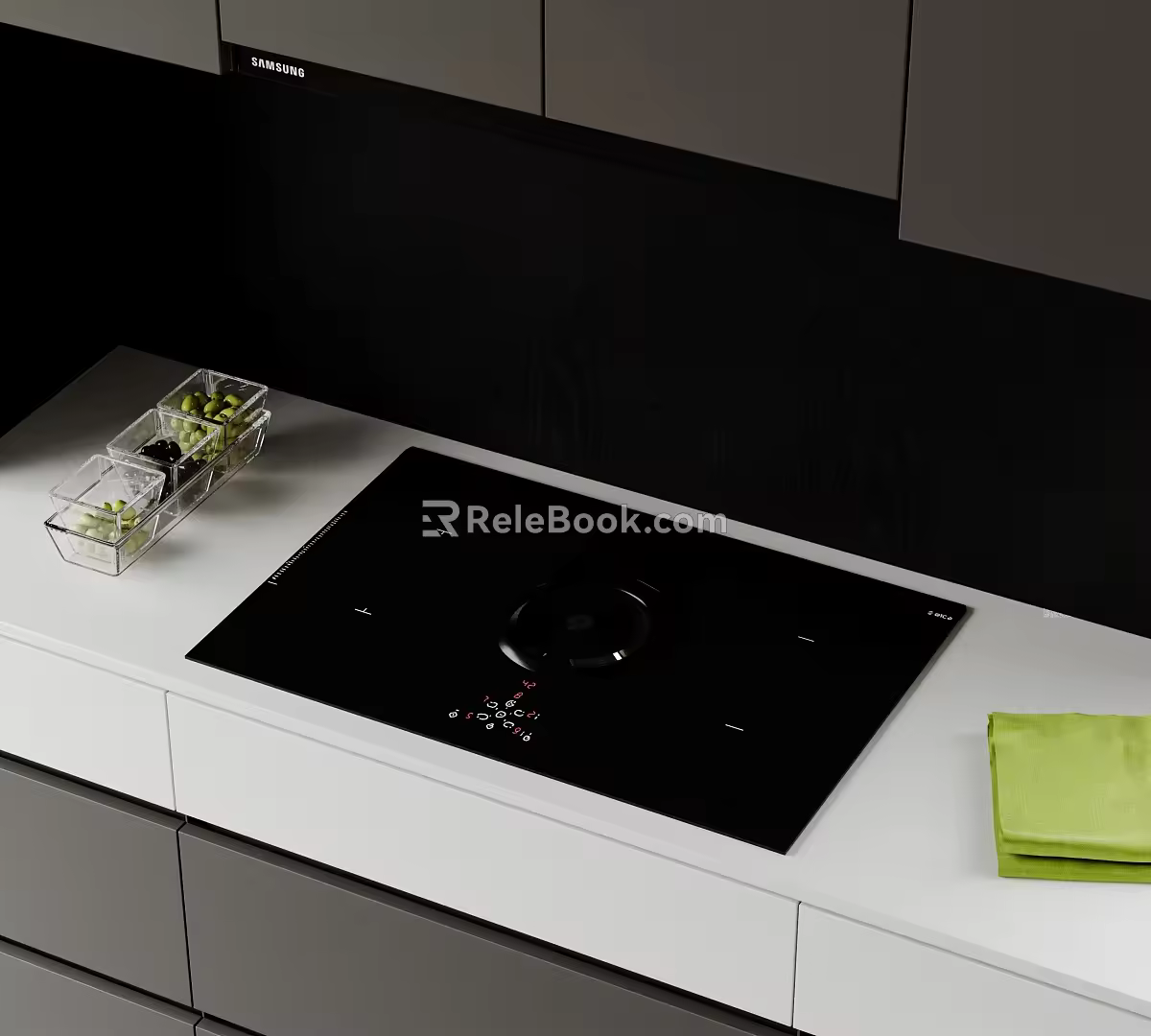 Modern Induction Cooker Stove Cabinet Embedded Induction Cooker Glass Container 3d model