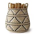 Woven Storage Baskets With Handles And Geometric Patterns For Home Decor And Organization 3d model