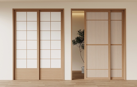 Japanese-style sliding door 3d model