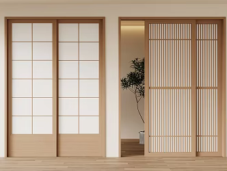 Japanese-style sliding door 3d model
