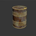 Rusted Metal Oil Barrel With Weathered Surface On Dark Background 3d model