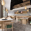 Modern Hot Pot Restaurant Hot Pot Restaurant Simple Dining Table 3d model