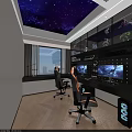Starry Sky Ceiling Gaming Room With Multiple Monitors And Ergonomic Gaming Chairs