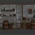 Cozy Cartoon Tavern Interior Scene With Stone Walls Wooden Shelves Barrels Stools And Counter