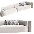 Modern Two Seater Sofa With Light Fabric Upholstery And Chevron Pattern Pillows 3d model