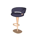 Stylish Purple Leather Bar Stools With Gold Metal Legs And Footrest