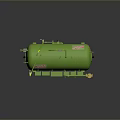 Green Industrial Pressure Vessel Equipment With Pipes Valves Gauges And Support Frame