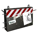 Metal Barrier With Red White Stripes Stickers And Graffiti Details