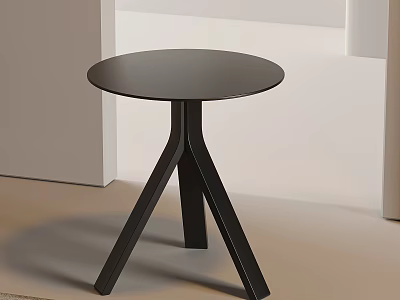 Modern Black Round Side Table With Cross Leg Design And Smooth Surface 3d model