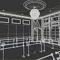 School Dance Studio With Mirrors Wooden Barres Chandelier Large Windows And White Light Colored Decor