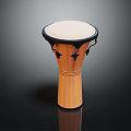 Natural Wooden Djembe Drum Musical Instrument With White Drumhead And Black Embellishments
