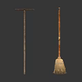 Traditional Cleaning Tools With Wooden Handles Mop And Broom For Home Use