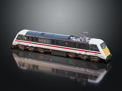 Sleek Modern Train Model With Black Roof Red Stripe And Detailed Exterior Design 3d model