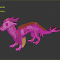 Game Movie Character Dragon 3D Model with Red and White Patterns Horns and Wings Design