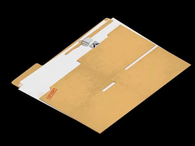 Open Book With Yellow Paper White Page Red Stamp And Black Mark Design Details 3d model