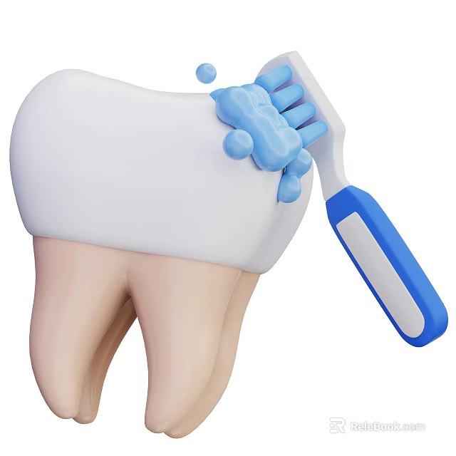 Decorative Ornament Set With Tooth And Blue Toothbrush Design For Home Decoration 3d model 