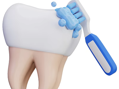 Decorative Ornament Set With Tooth And Blue Toothbrush Design For Home Decoration 3d model