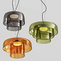 Modern Transparent Chandeliers with Green Orange Grey Tones and Layered Design