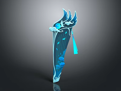 Elegant Blue Traditional Chinese Decorative Artifact With Cloud Patterns And Tassel 3d model
