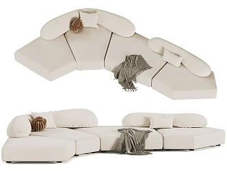 Modern Multiplayer Sofa Casual Sofa Art Sofa Silent Multiplayer Sofa 3d model