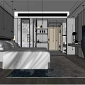 Modern Hotel Guest Room Interior With Comfortable White Bed TV And Lighting