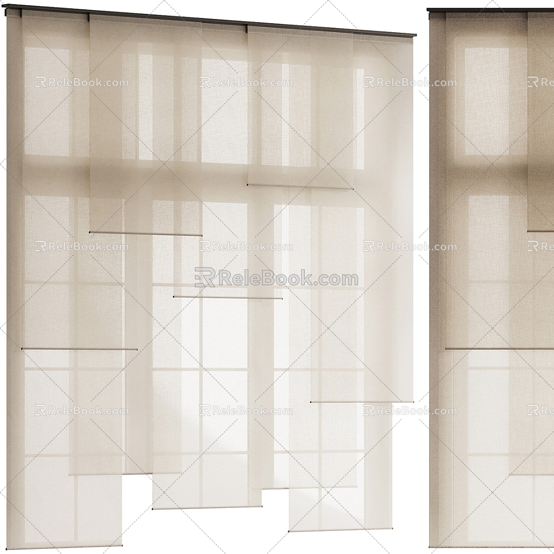 Curtain rolling shutter sunshade curtain gauze curtain dream curtain 3d model