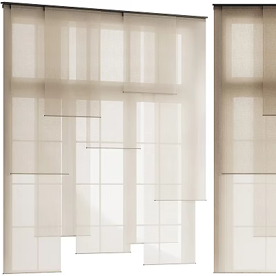 White Sheer Curtains For Window Interior With Light Filtering Translucent Fabric 3d model