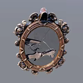 Vintage Decorative Mirror With Ornate Metal Frame And Intricate Carvings