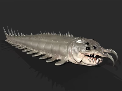 Prehistoric Fantasy Creature Model With Spikes Multiple Legs Large Eyes Sharp Teeth 3d model