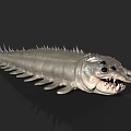 Prehistoric Fantasy Creature Model With Spikes Multiple Legs Large Eyes Sharp Teeth
