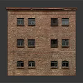 Red Brick Building with Multiple Windows and Classic Architectural Design 3d model