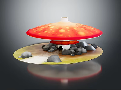 Modern cartoon building mushroom house cartoon house 3d model
