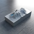 Commercial Display Equipment Mountain Shaped Model With Blue Area On Square Base Wooden Floor