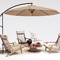 Modern Outdoor Leisure Table and Chair Recliner Outdoor Chair Vase Ornaments 3d model