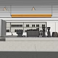 Modern Café Interior Design Featuring Counter Coffee Machines Baked Goods Display And Shelves