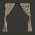 Beige Curtains Hanging on Rod with Tiebacks for Stylish Home Decoration