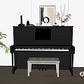 Elegant Black Piano Interior With Sheet Music Art Supplies And Decorative Plants