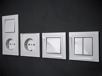 Contemporary Square Switch Panels Featuring Sockets And Toggle Switches For Home 3d model
