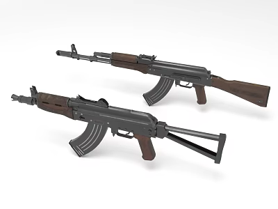 Two Classic Assault Rifles Featuring Wooden Stocks Black Metal Bodies And Tactical Design Elements 3d model