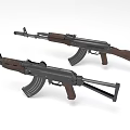 Two Classic Assault Rifles Featuring Wooden Stocks Black Metal Bodies And Tactical Design Elements