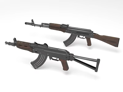Two Classic Assault Rifles Featuring Wooden Stocks Black Metal Bodies And Tactical Design Elements 3d model